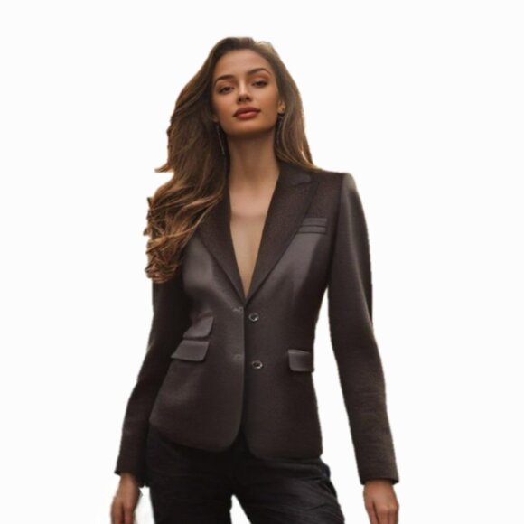 Robert Graham Black Reptile Textured Single Breasted Blazer, Size 8 - Picture 2 of 13